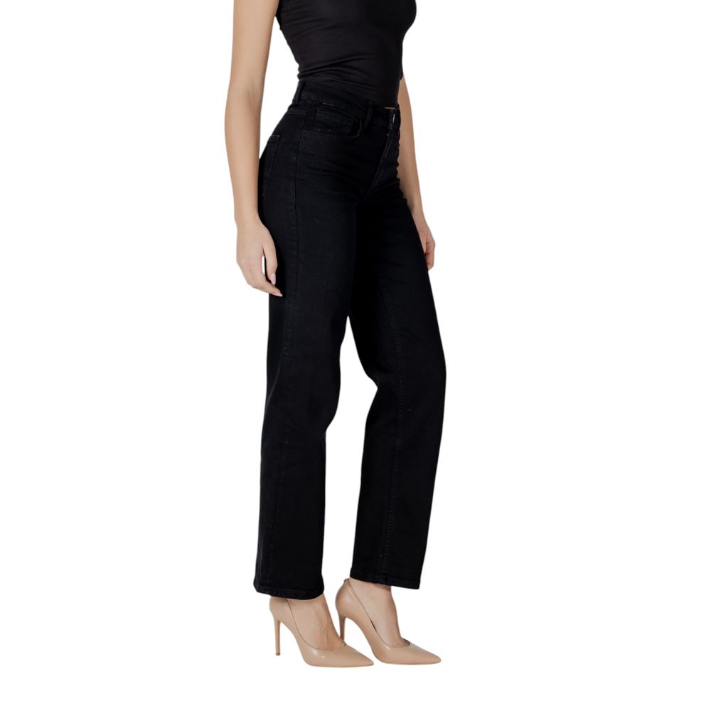 ICHI Black Cotton Relaxed Fit Jean