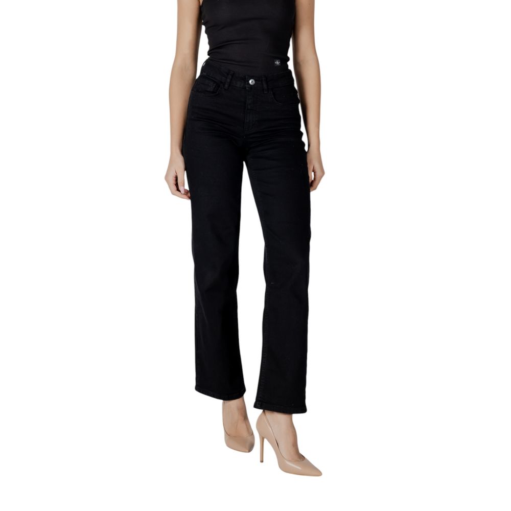 ICHI Black Cotton Relaxed Fit Jean