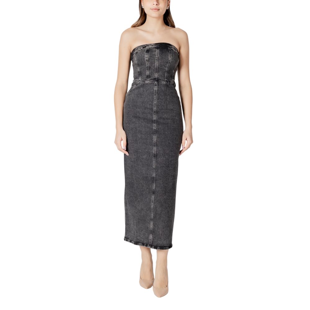 ICHI Black Cotton Midi