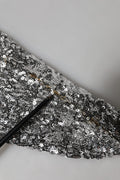 Dolce & Gabbana Silver Sequins Glitter High Heel Boot Shoes