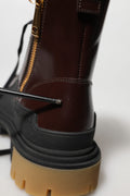 Zapatos Botas Biker de Piel Granate de Media Pantorrilla Dolce & Gabbana