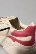 Zapatillas Dolce & Gabbana Daymaster de cuero blanco y rosa