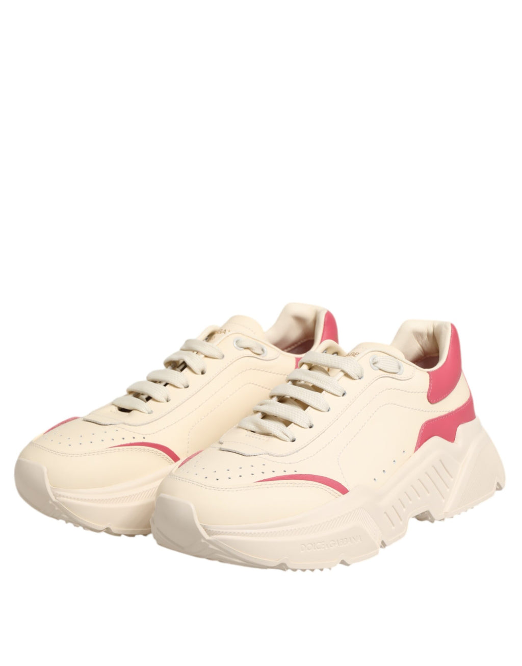 Zapatillas Dolce & Gabbana Daymaster de cuero blanco y rosa