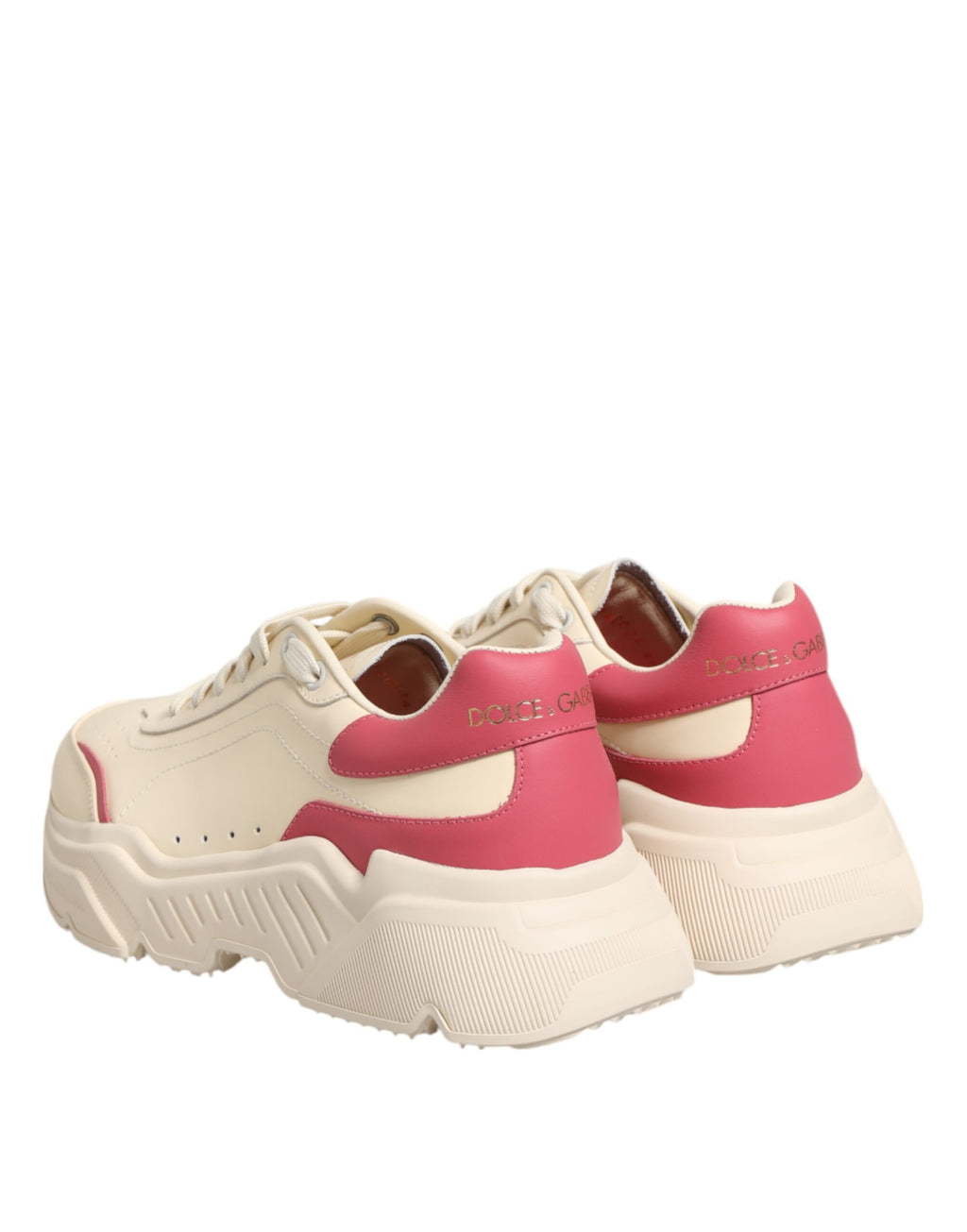 Zapatillas Dolce & Gabbana Daymaster de cuero blanco y rosa