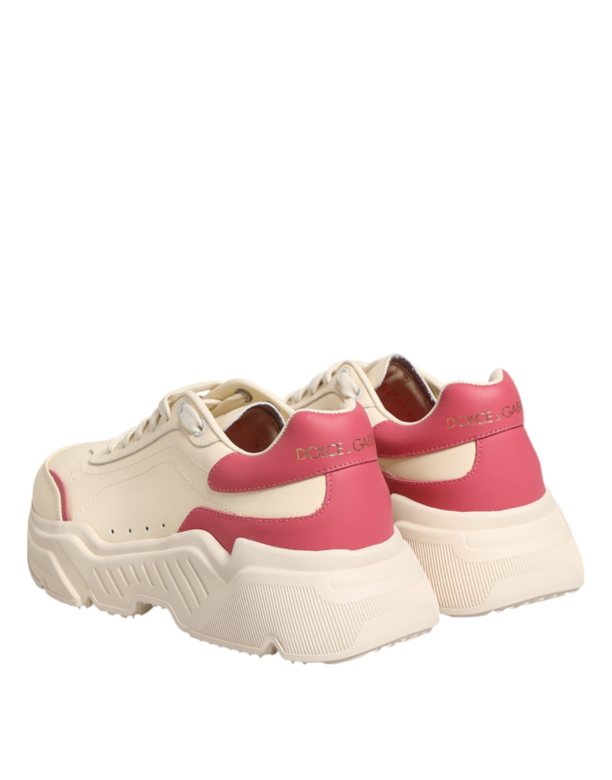 Zapatillas Dolce & Gabbana Daymaster de cuero blanco y rosa
