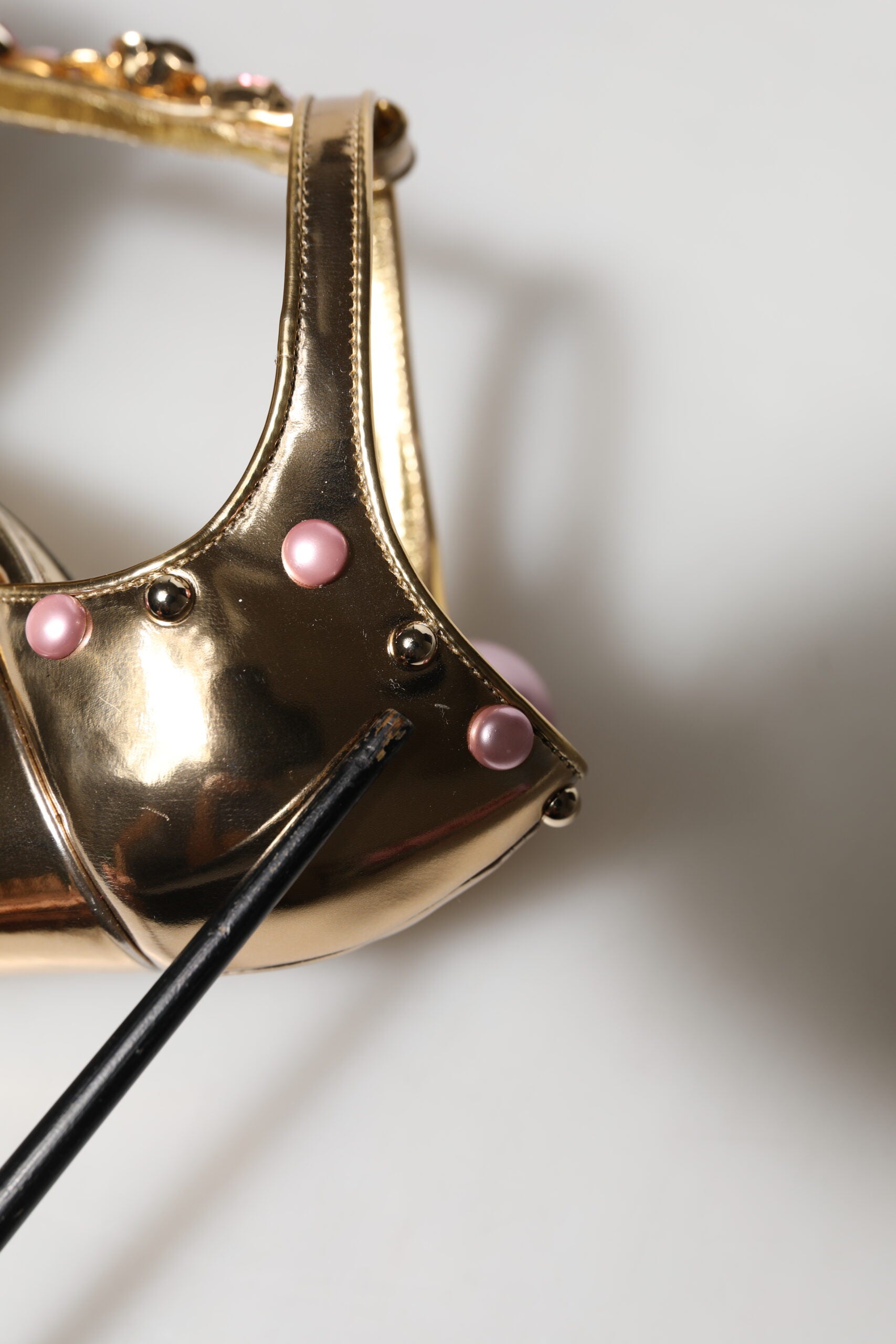 Dolce & Gabbana Gold Embellished Vally Heels Sandals Shoes