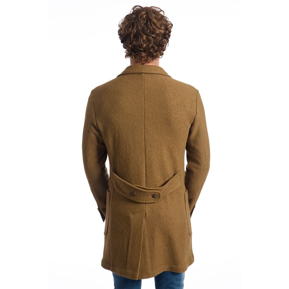 Roberto Pepe Luxury Brown Wool Men Jacket