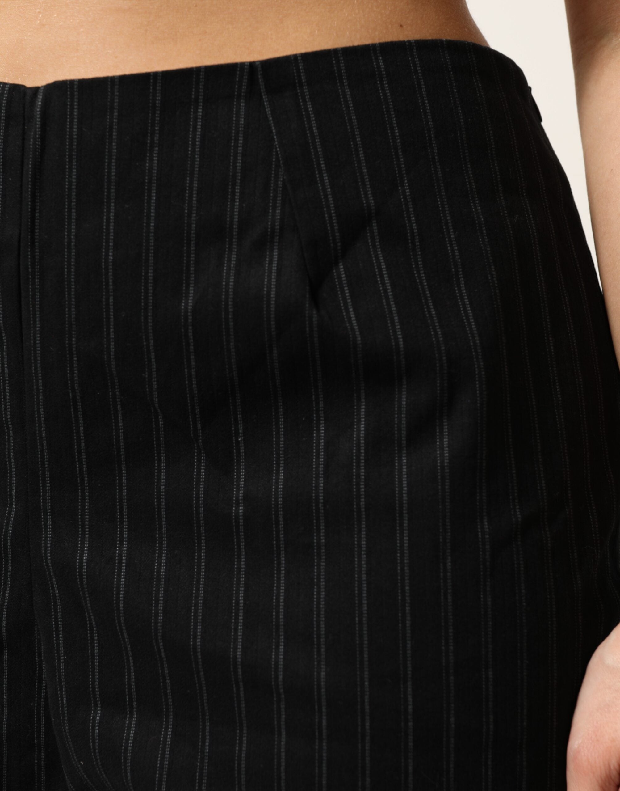 BENCIVENGA Black Wool Blend Pinstripe Straight Leg Pants