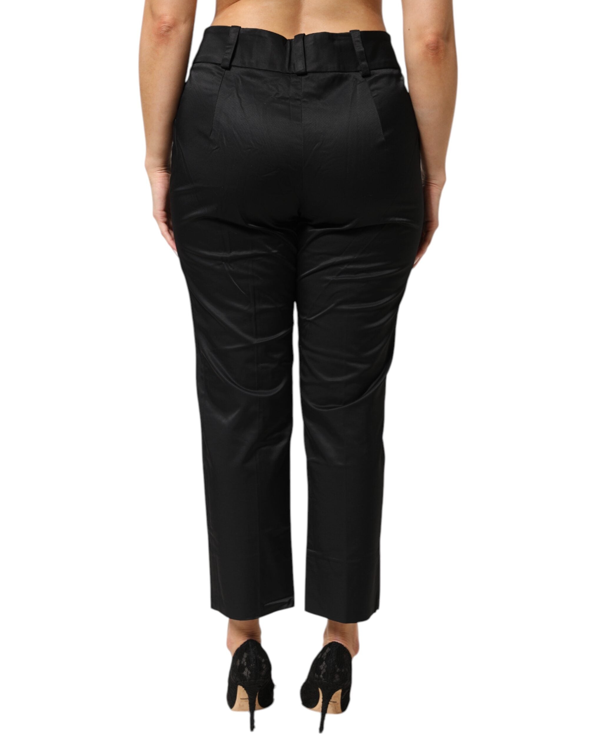 BENCIVENGA Black Cotton Blend Cropped Straight Leg Pants