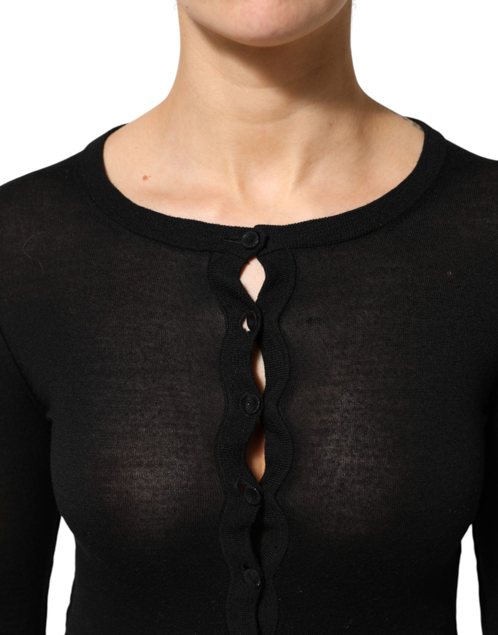 Dolce & Gabbana Black Virgin Wool Buttoned Cardigan Sweater