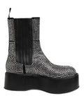 Dolce & Gabbana Black Crystal Strass Mid Calf Short Boots  Shoes