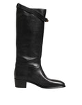 Dolce & Gabbana Black Logo Plaque Over The Calf Boots Shoes