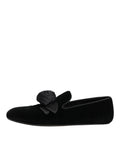 Mocasines sin cordones Dolce & Gabbana de gamuza negra con rosa de algodón