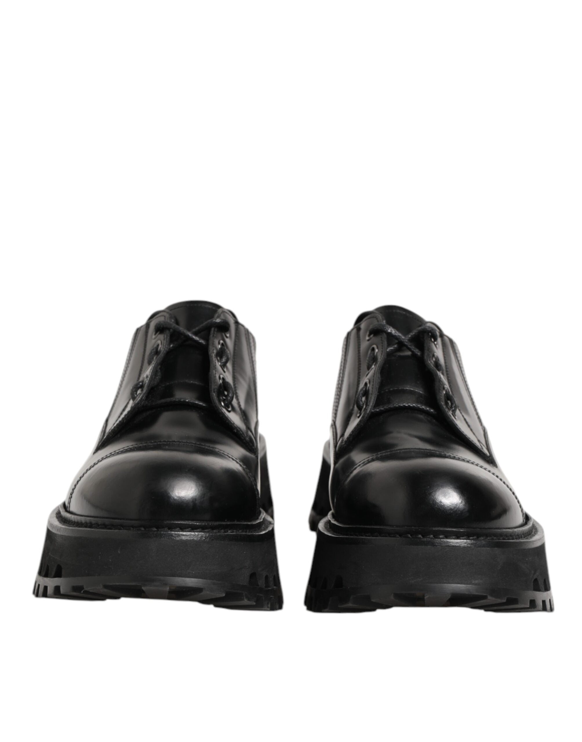 Dolce & Gabbana Black Leather Lace Up Derby Men Dress Shoes