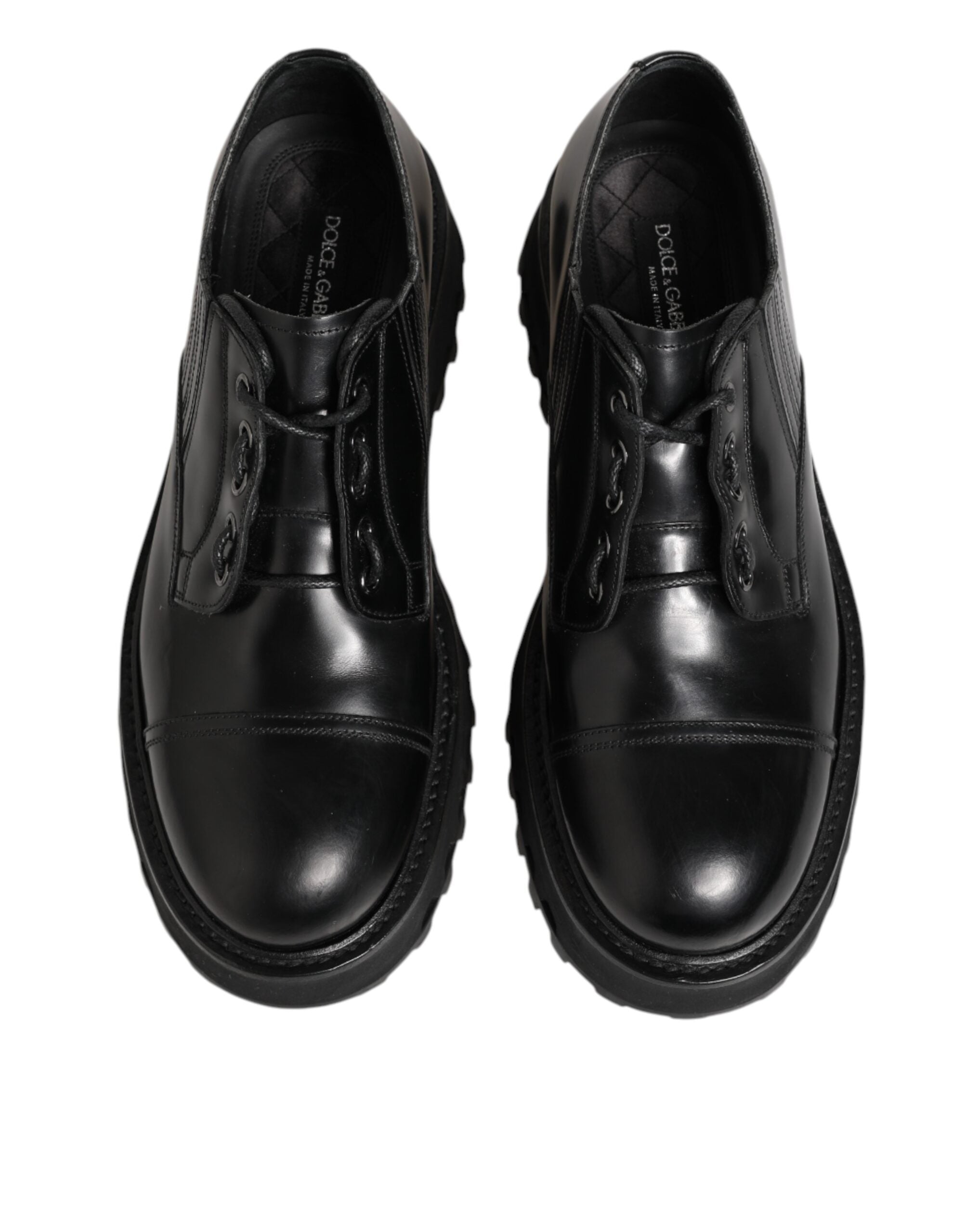 Dolce & Gabbana Black Leather Lace Up Derby Men Dress Shoes