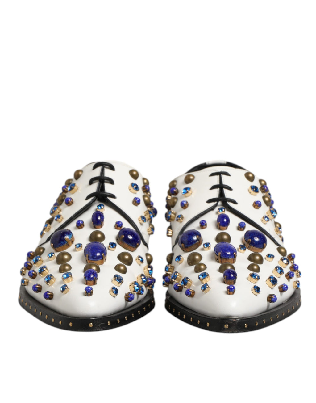 Zapatos de vestir Dolce & Gabbana de cuero blanco embellecidos con cristales