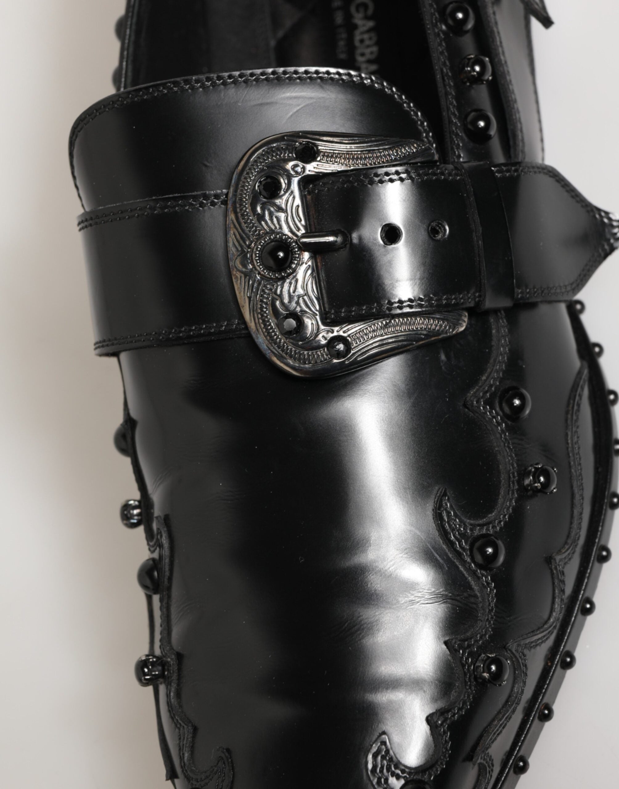 Dolce & Gabbana Black Embellished Dress Monk Strap Shoes