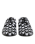Dolce & Gabbana Dress Black White Sequined Lace Up Derby Shoes