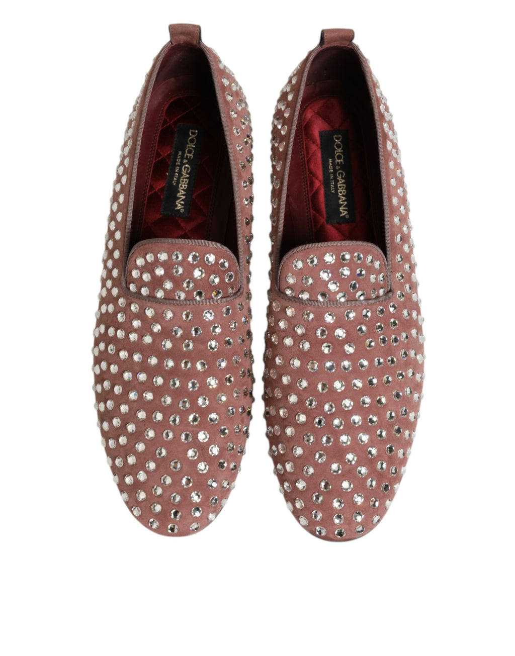 Dolce & Gabbana Pink Suede Crystals Loafers Men Dress Shoes