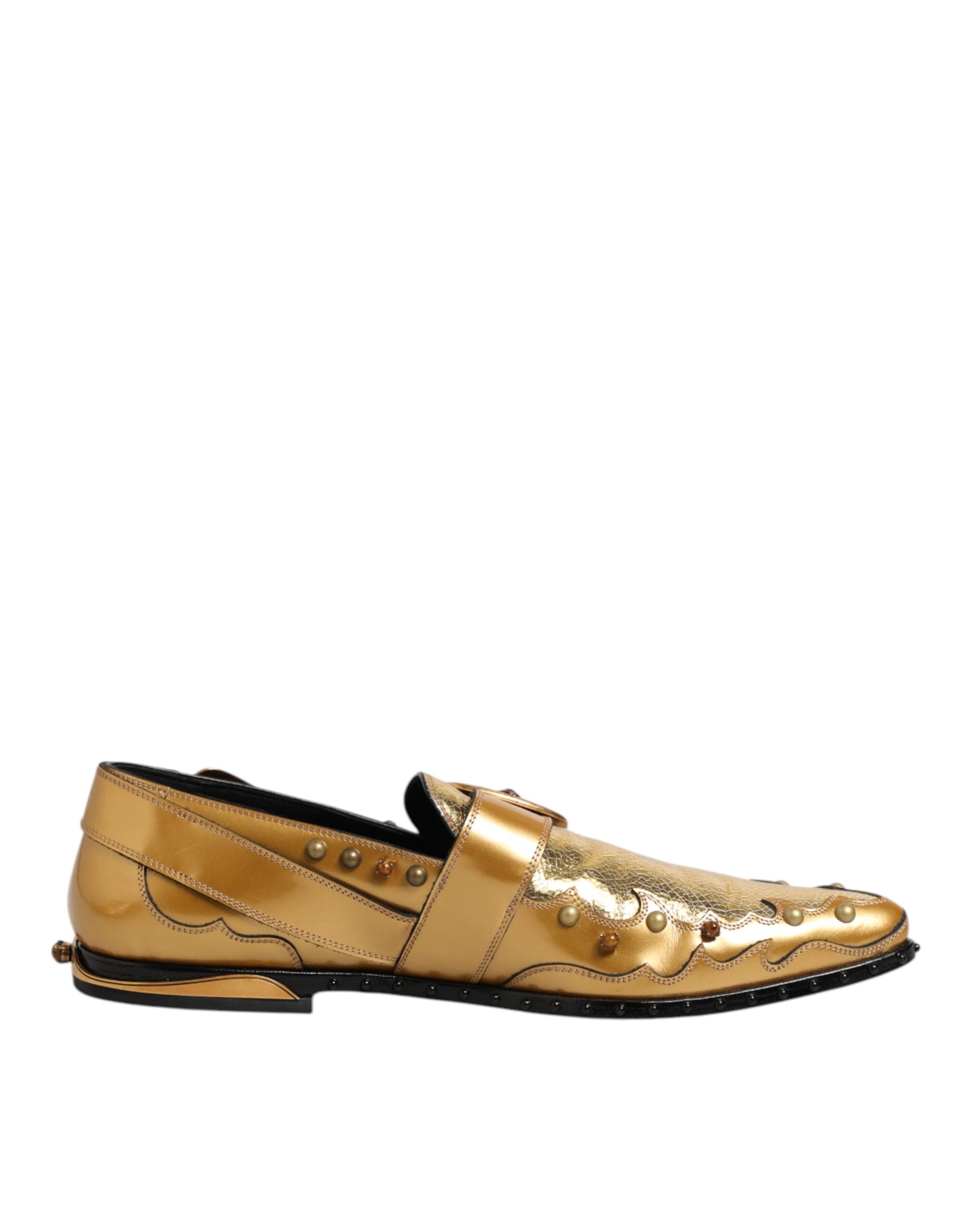 Dolce & Gabbana Gold Leather MONK STRAP Dress Formal Shoes