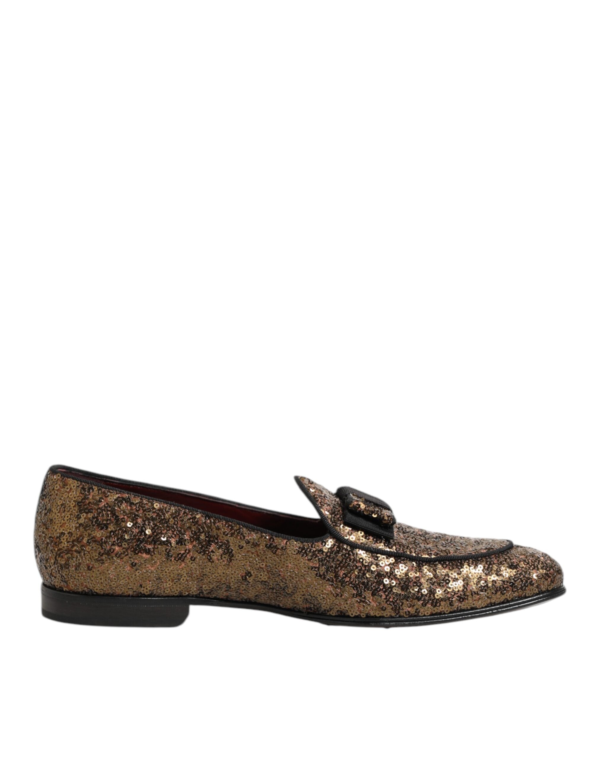 Mocasines sin cordones de hombre Dolce & Gabbana dorados con lentejuelas