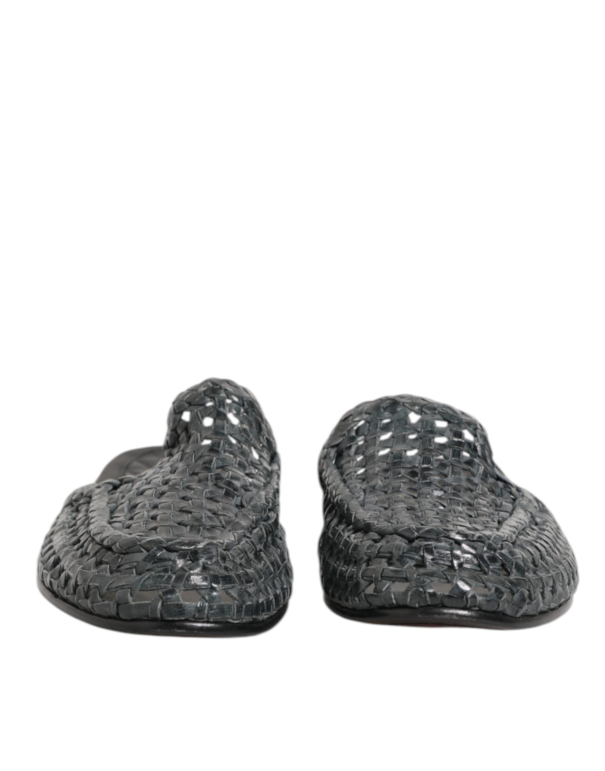 Dolce & Gabbana Blue Woven Slides MULES Men Sandals Shoes