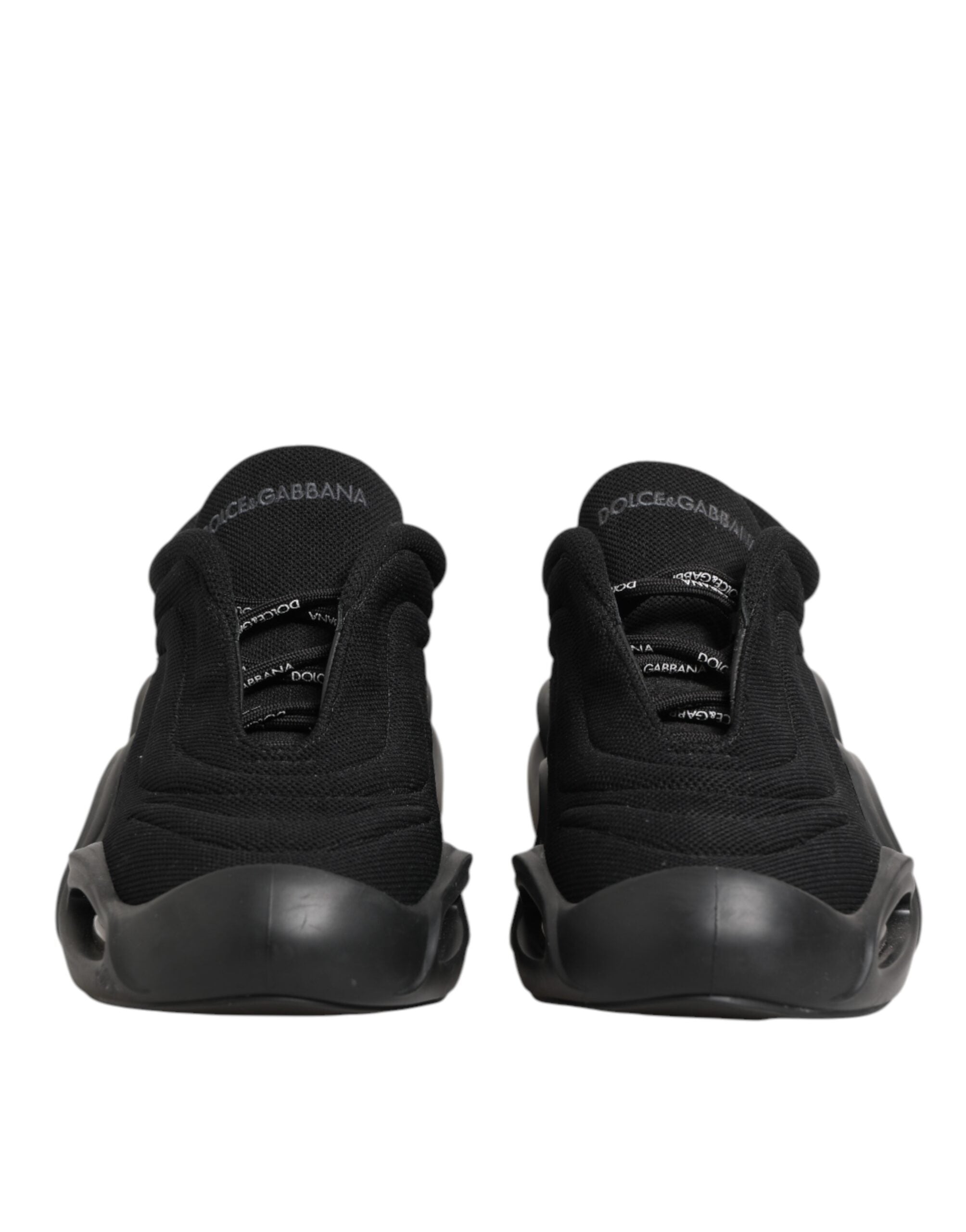 Zapatillas bajas para hombre Dolce & Gabbana negras con cordones y suela ondulada