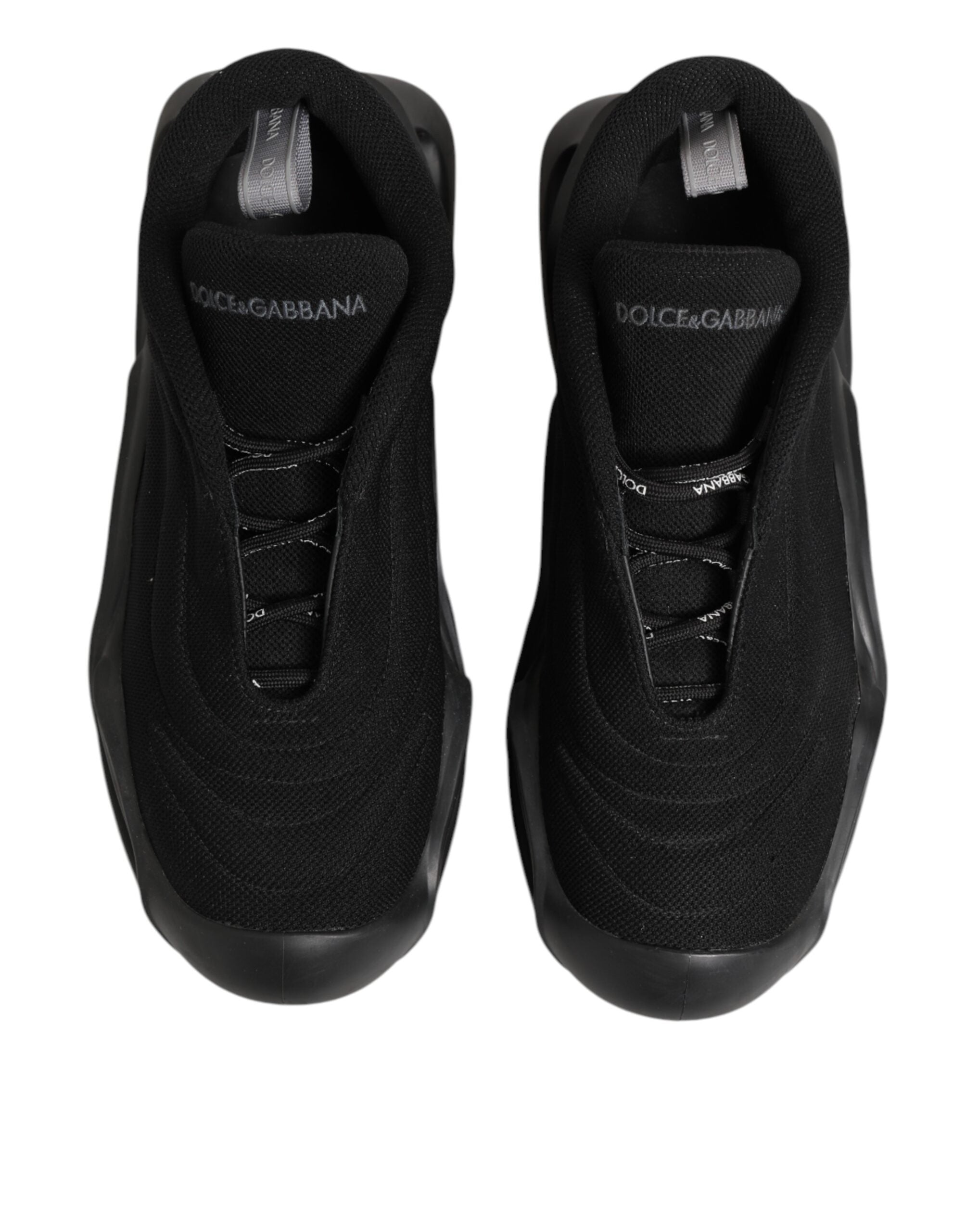 Zapatillas bajas para hombre Dolce & Gabbana negras con cordones y suela ondulada