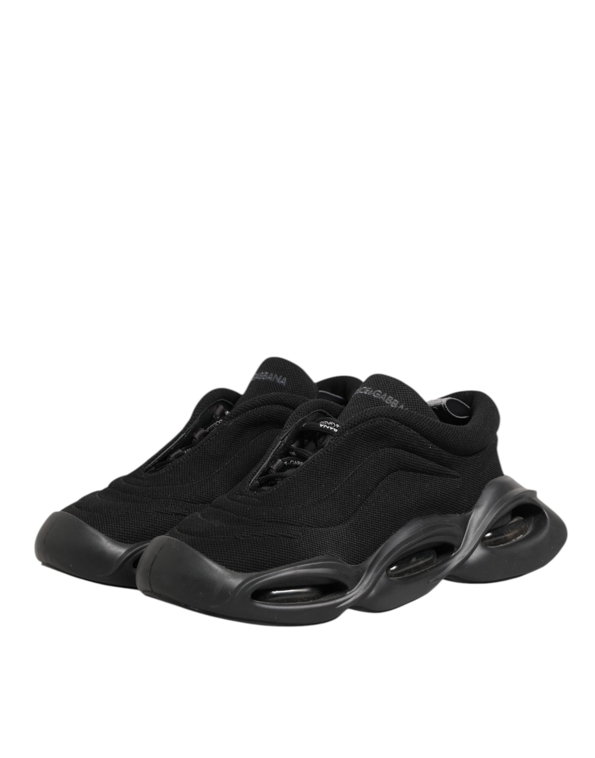 Zapatillas bajas para hombre Dolce & Gabbana negras con cordones y suela ondulada