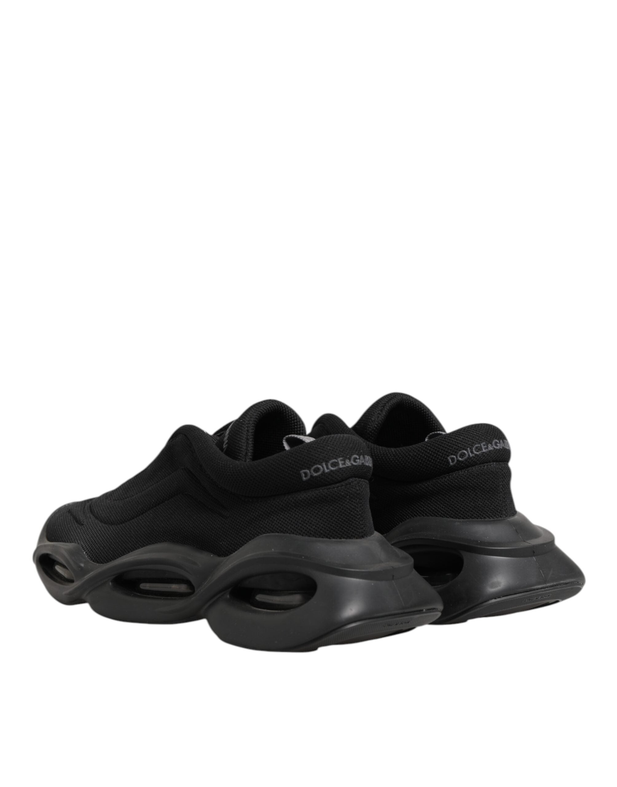 Zapatillas bajas para hombre Dolce & Gabbana negras con cordones y suela ondulada