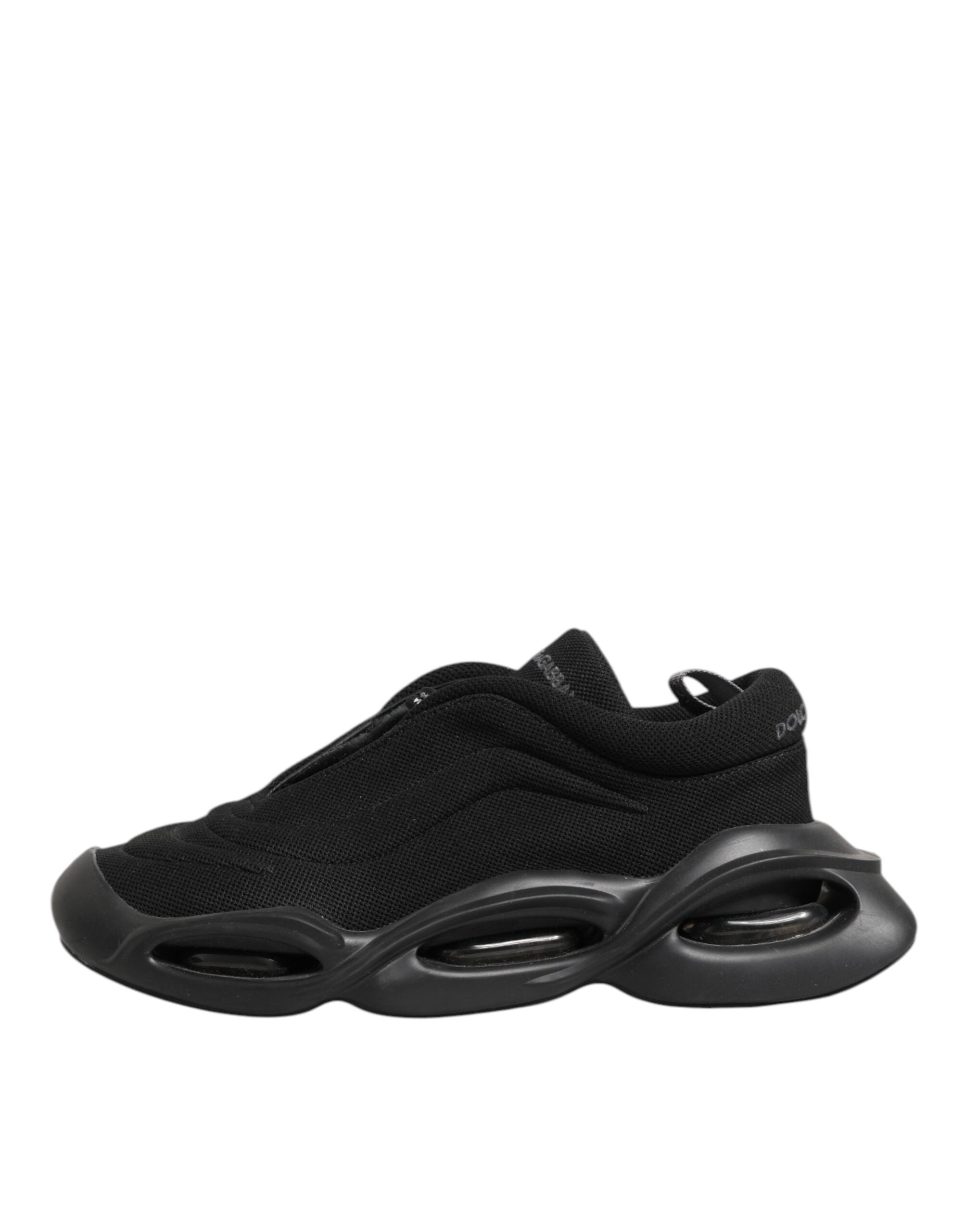 Zapatillas bajas para hombre Dolce & Gabbana negras con cordones y suela ondulada