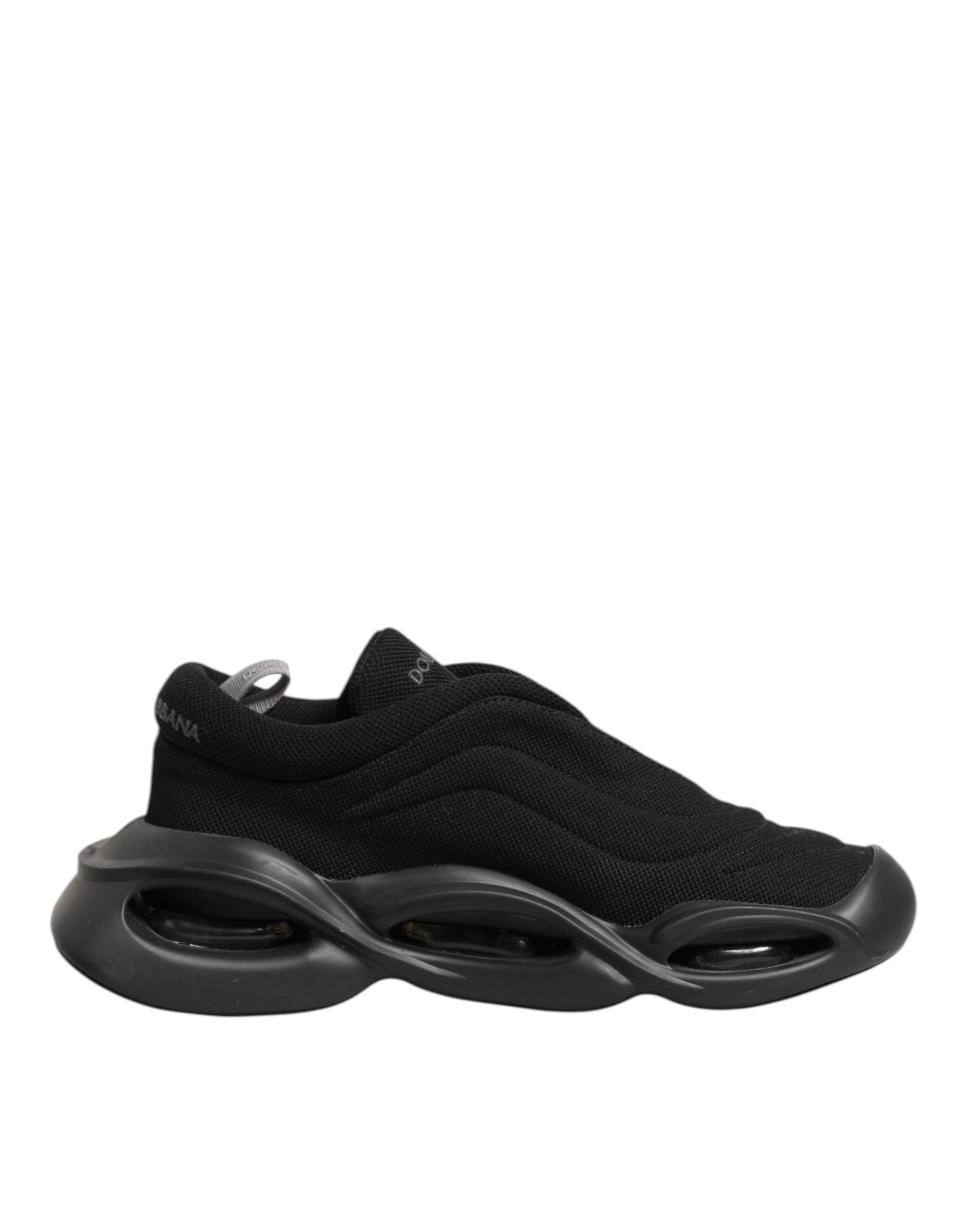 Zapatillas bajas para hombre Dolce & Gabbana negras con cordones y suela ondulada