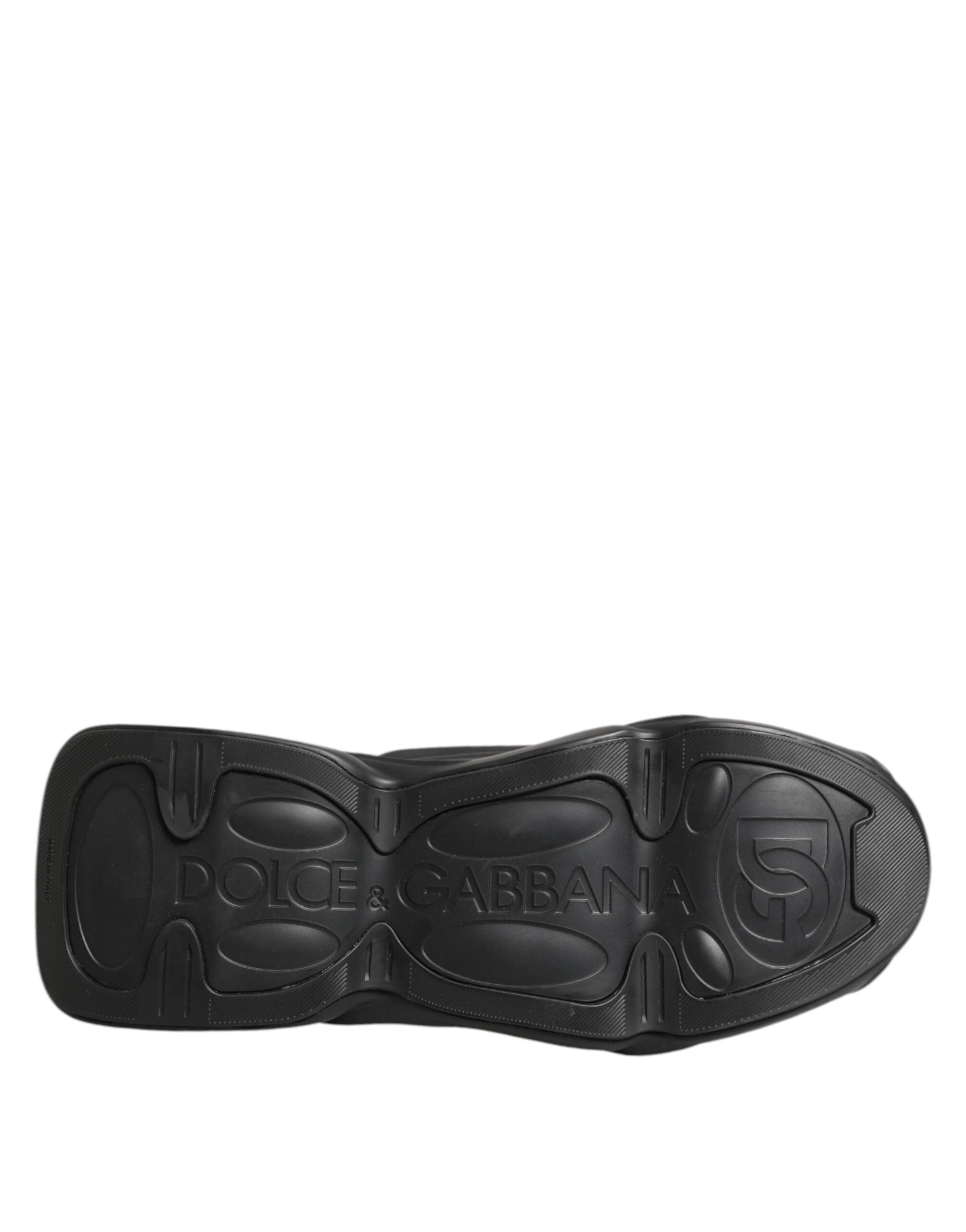 Zapatillas bajas para hombre Dolce & Gabbana negras con cordones y suela ondulada