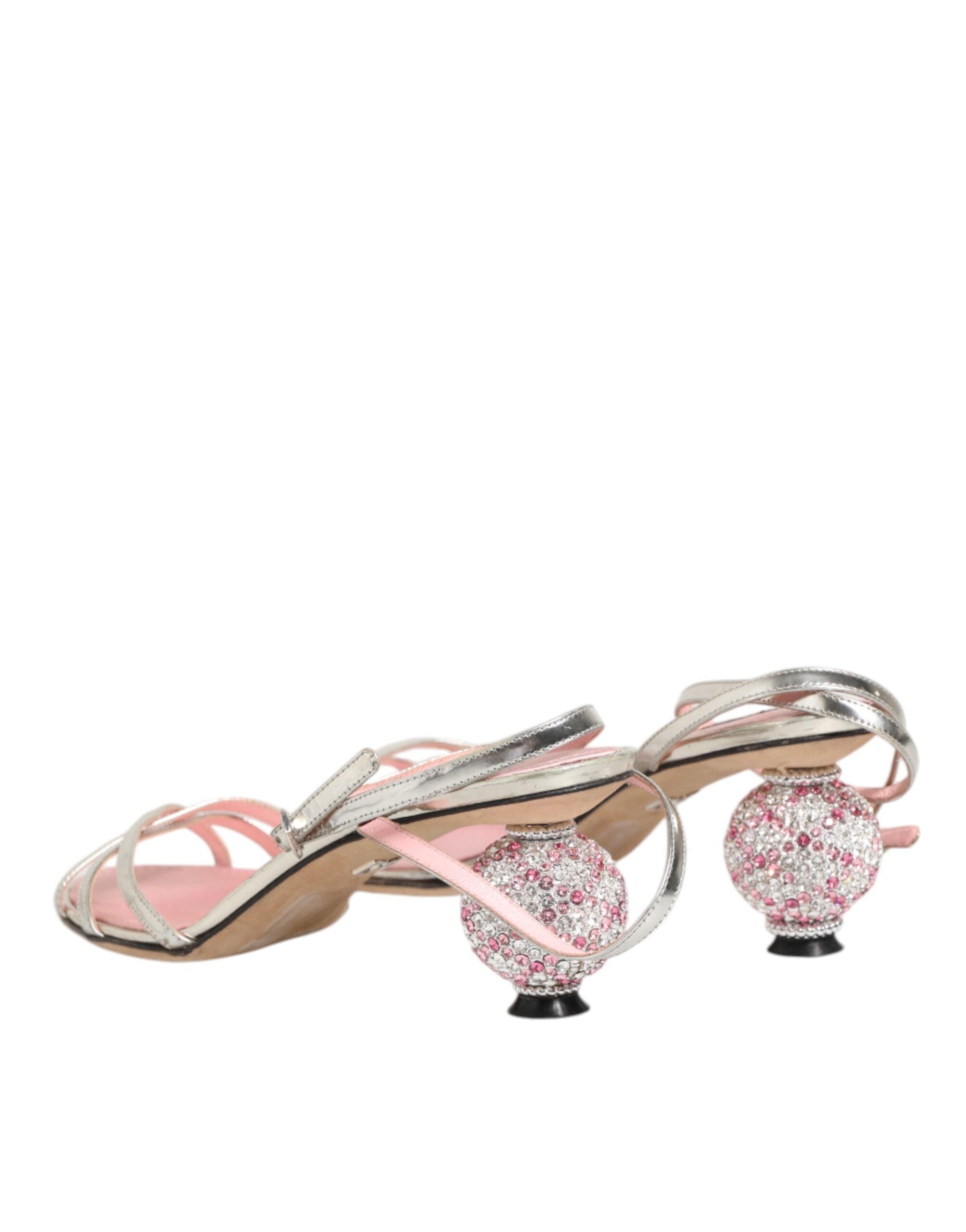 Dolce & Gabbana Pink Embellished Leather Ball-Heel Sandals  Shoes