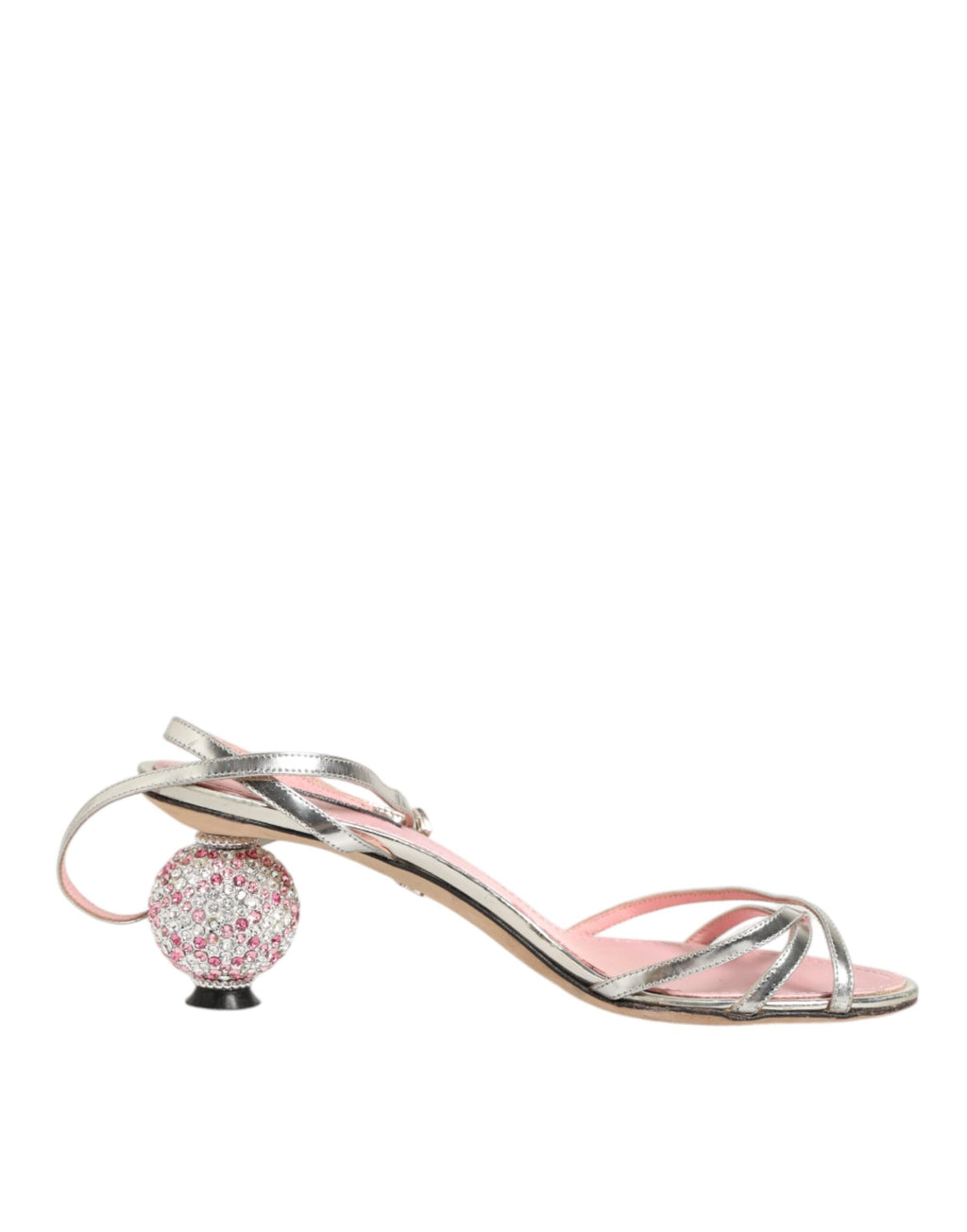 Dolce & Gabbana Pink Embellished Leather Ball-Heel Sandals  Shoes