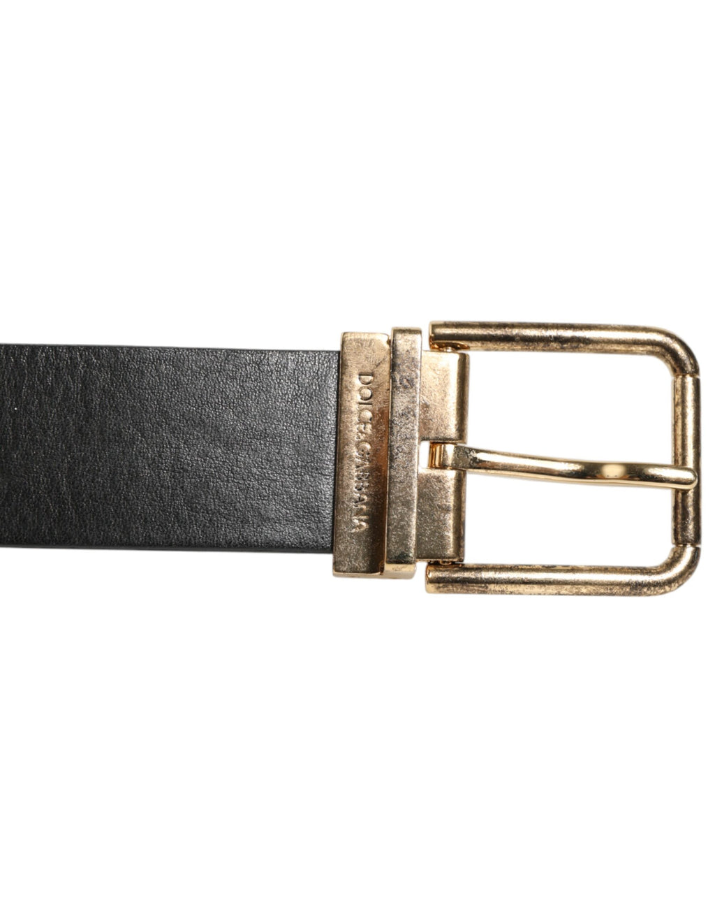 Dolce & Gabbana Black Leather Gold Silver Coin Buckle Belt