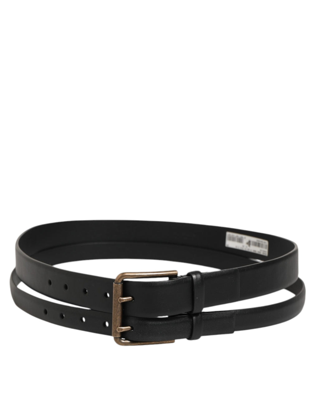Dolce & Gabbana Black Double Strap Leather Brass Buckle Belt