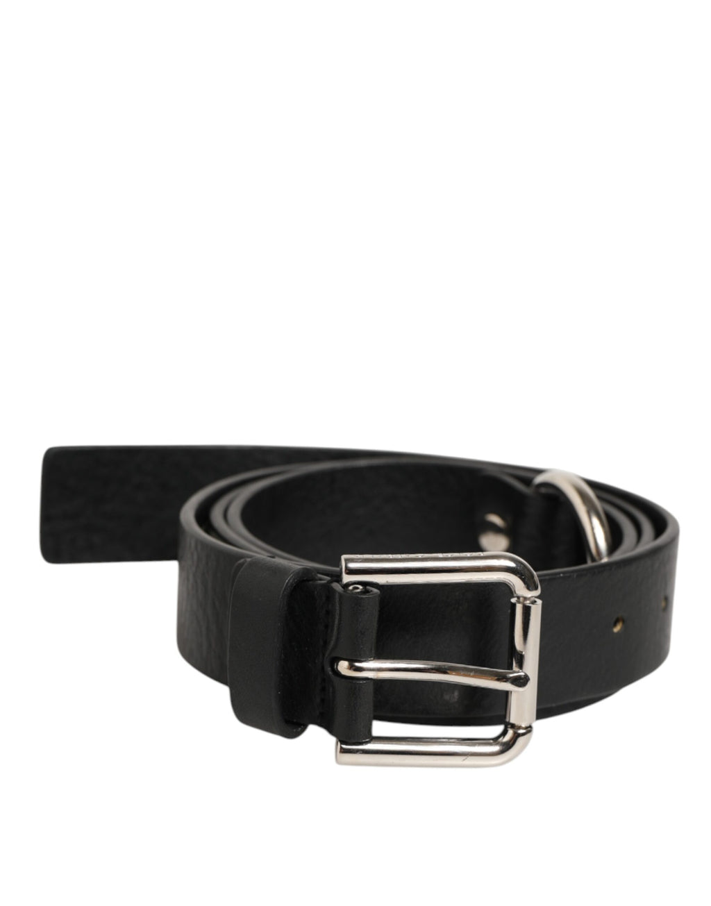 Dolce & Gabbana Black Leather Classic Metal Logo Buckle Belt