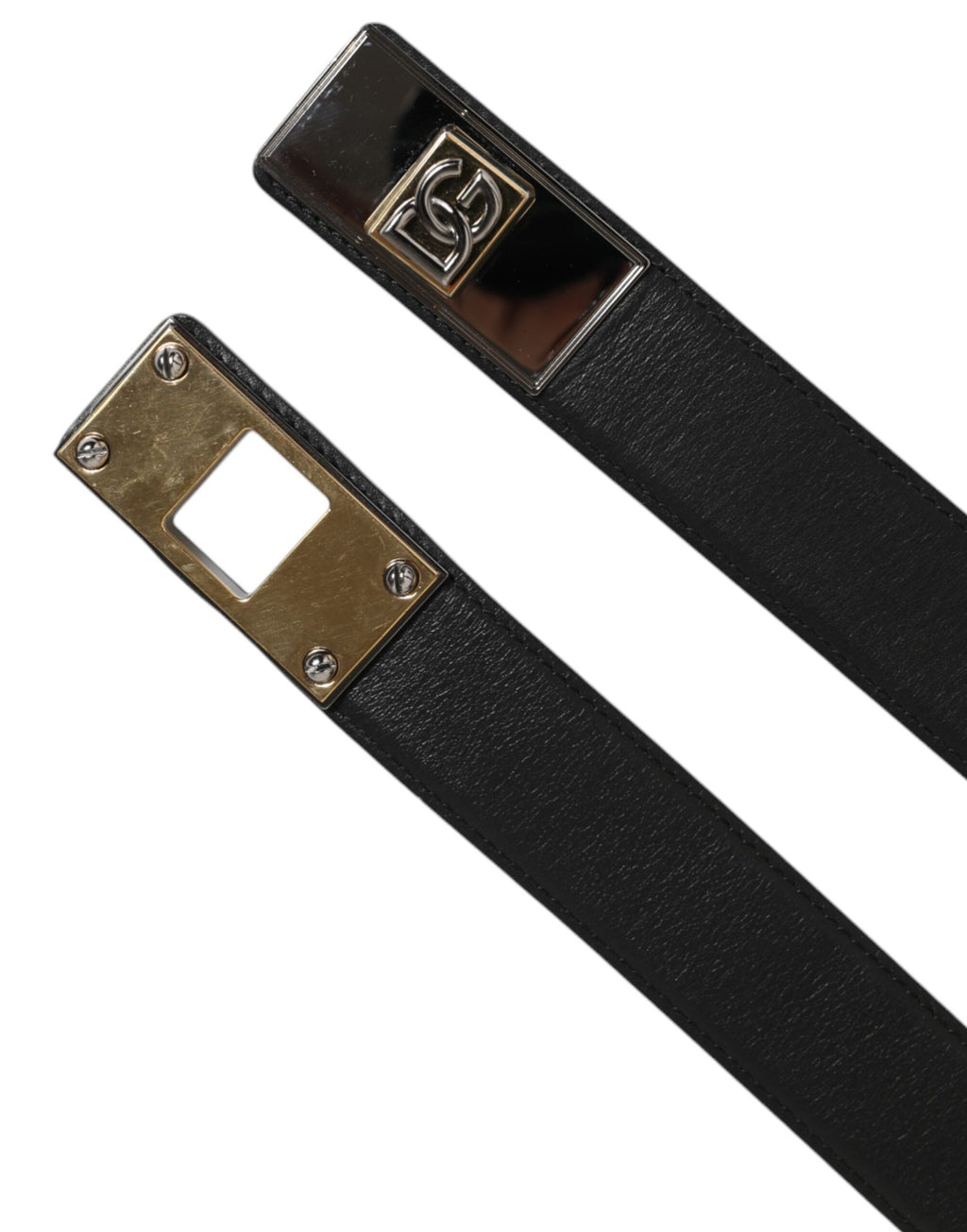 Dolce & Gabbana Black Leather Classic Metal Logo Buckle Belt