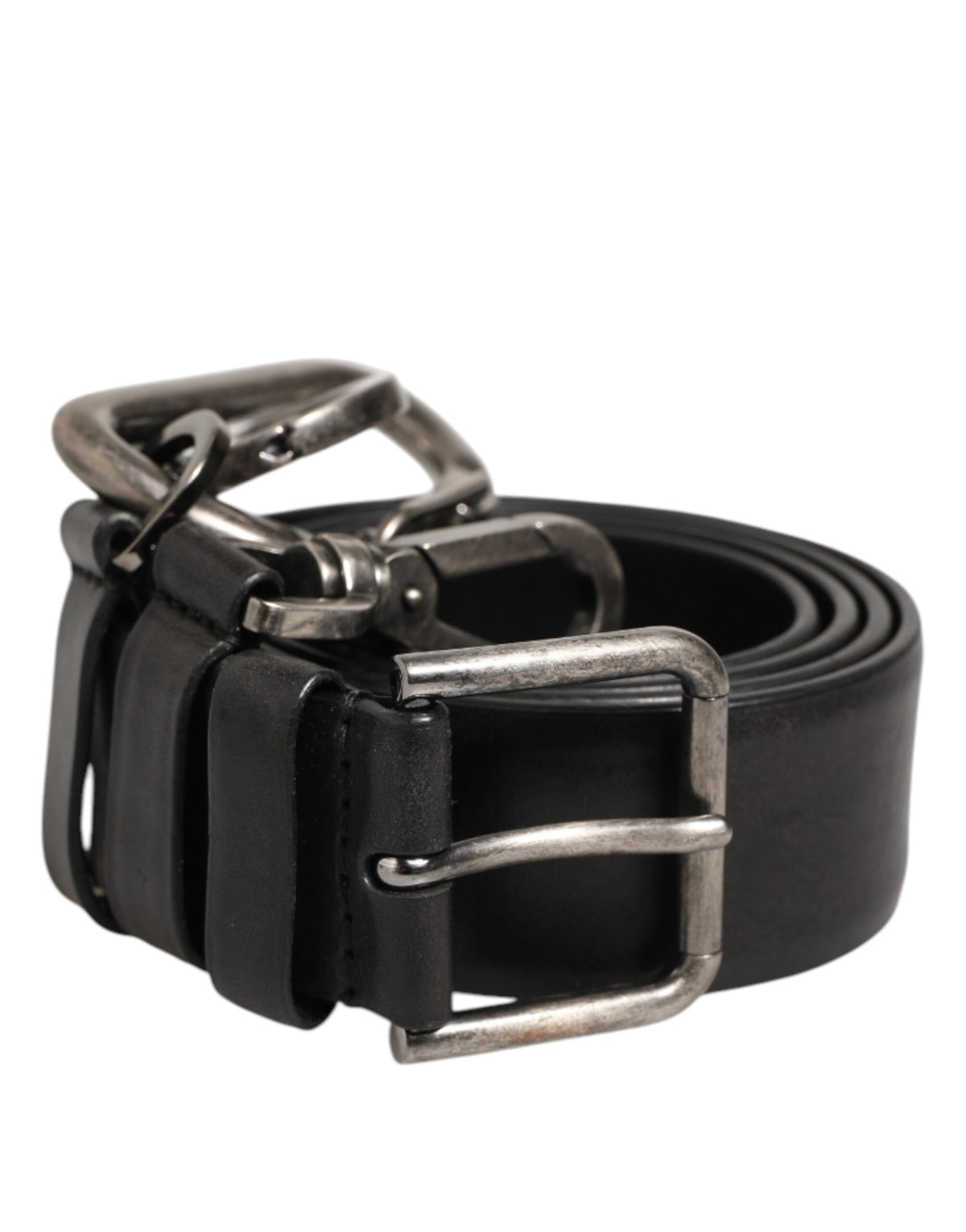 Dolce & Gabbana Black Key Ring Clip Attachments Buckle Belt