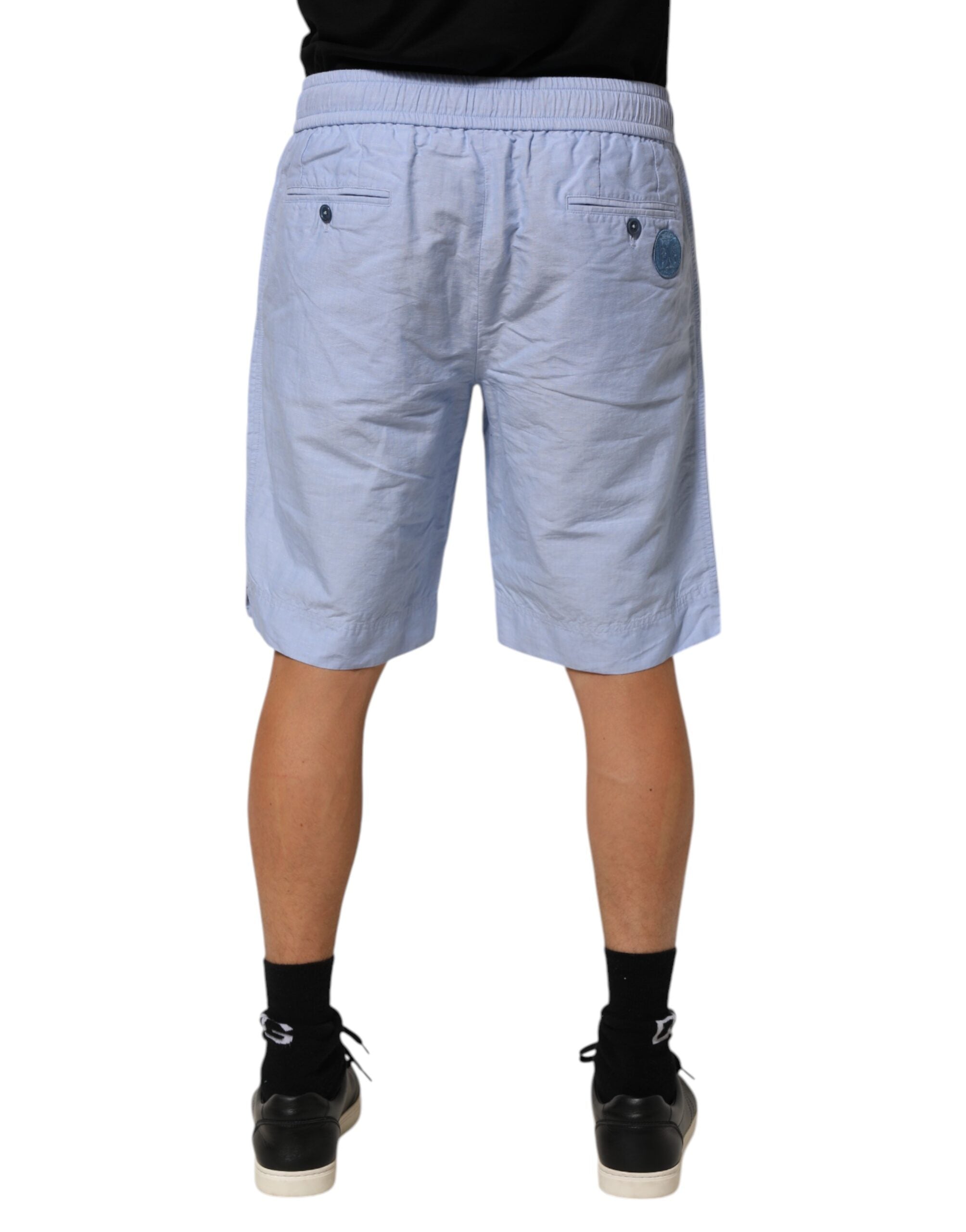 Bermudas de lino de talle medio para hombre Dolce & Gabbana Light Blue