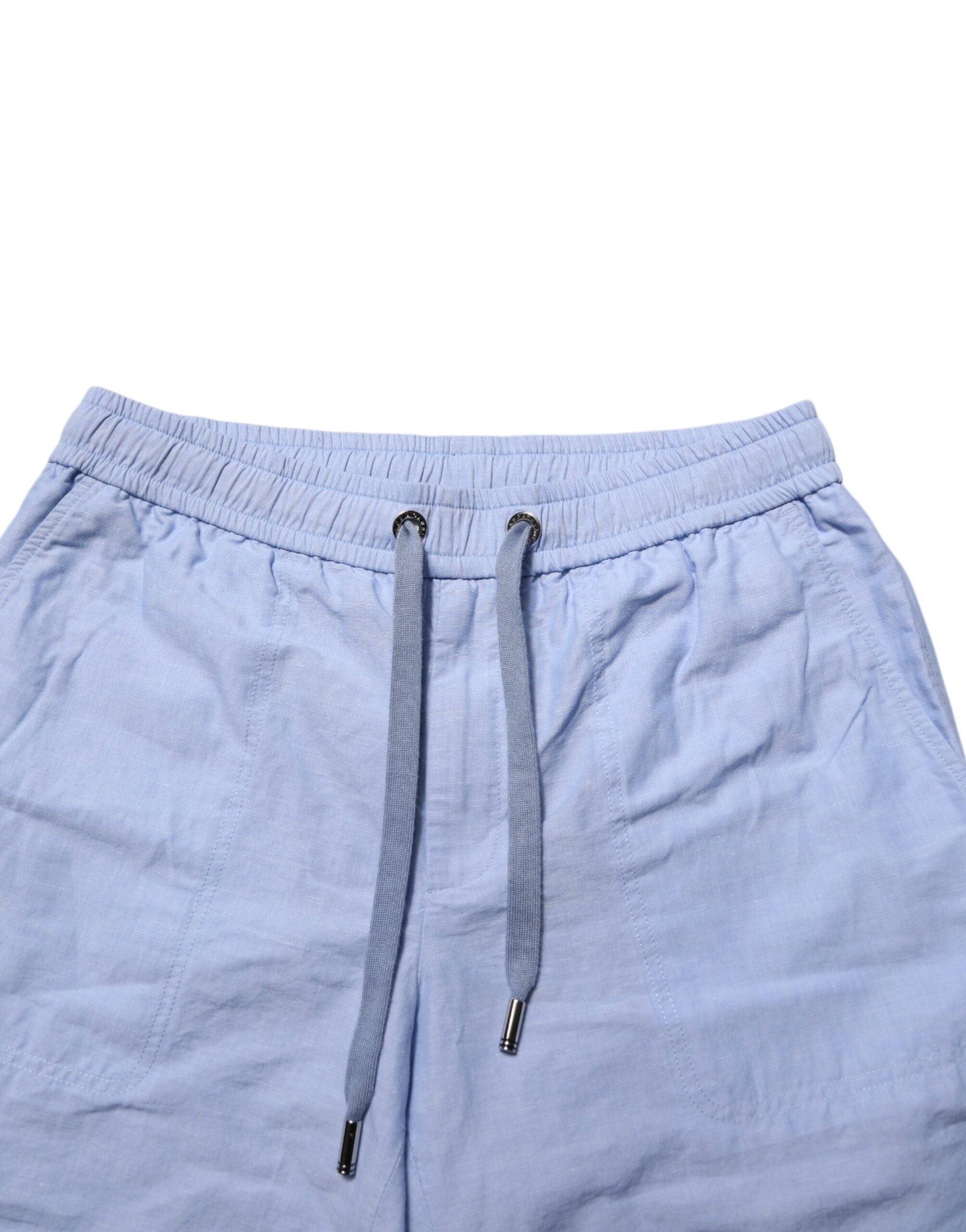 Bermudas de lino de talle medio para hombre Dolce & Gabbana Light Blue