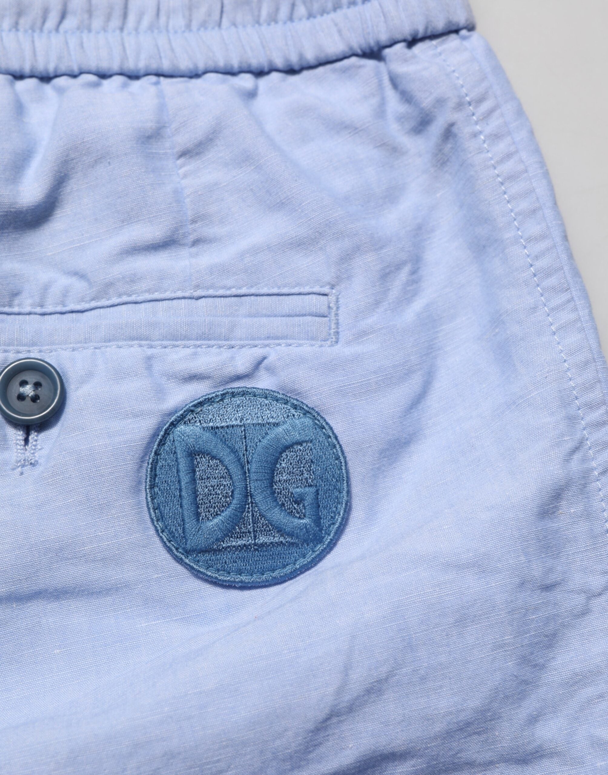 Bermudas de lino de talle medio para hombre Dolce & Gabbana Light Blue