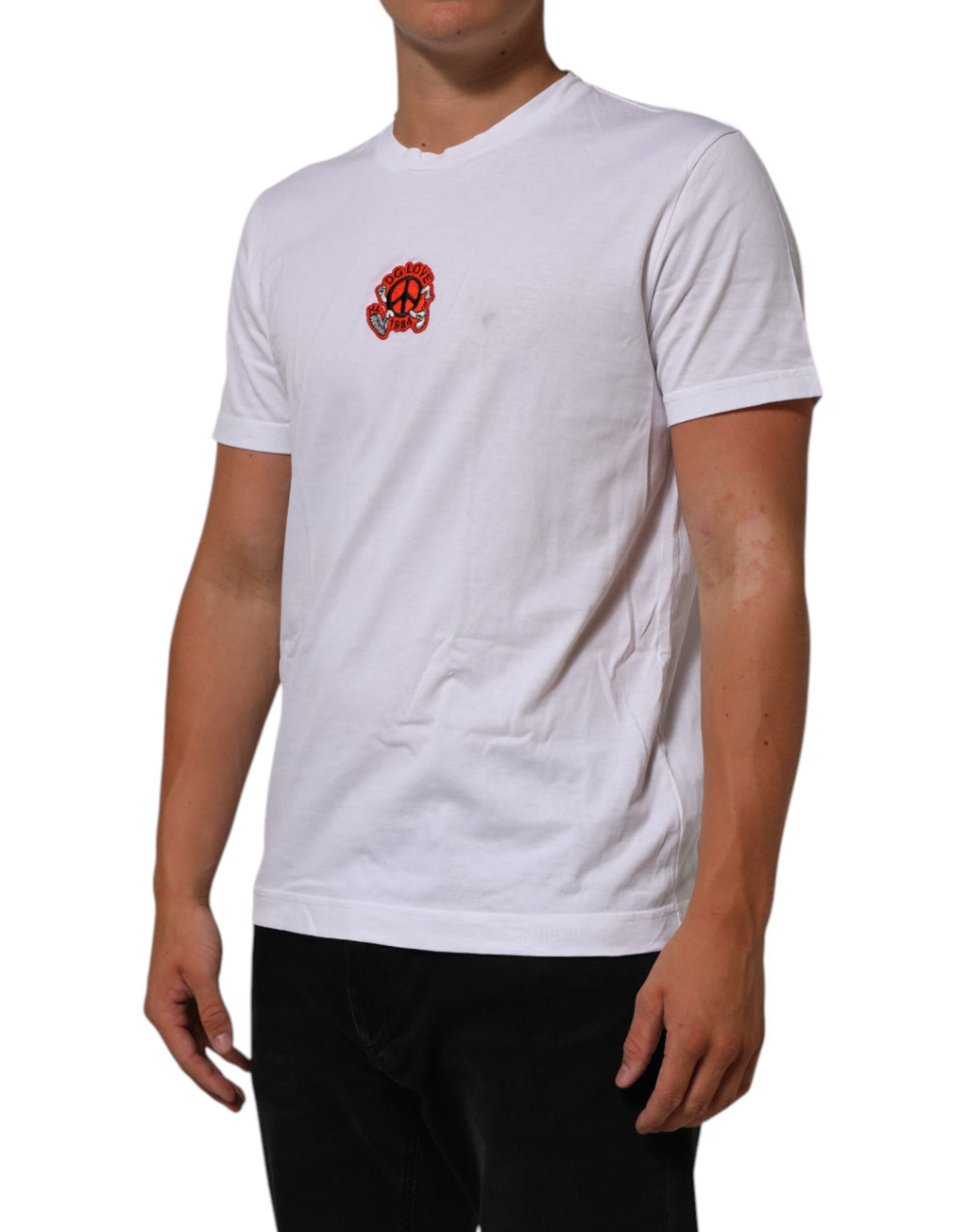 Camiseta de cuello redondo Dolce & Gabbana de algodón blanco con parche DG Love