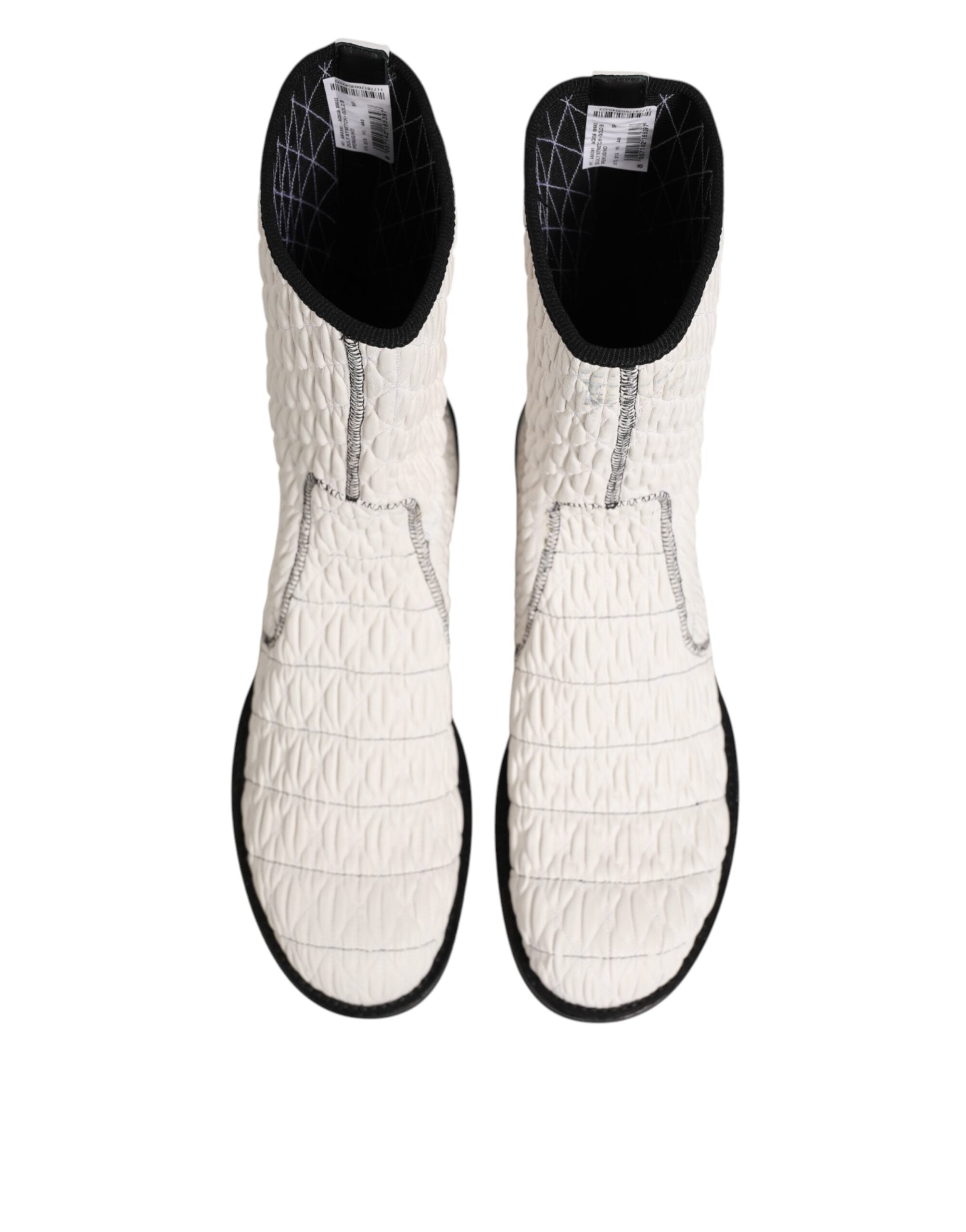 Dolce & Gabbana White Lambskin Leather Mid Calf Boots Shoes