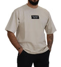 Dolce & Gabbana Camiseta de algodón con estampado marfil y cuello redondo
