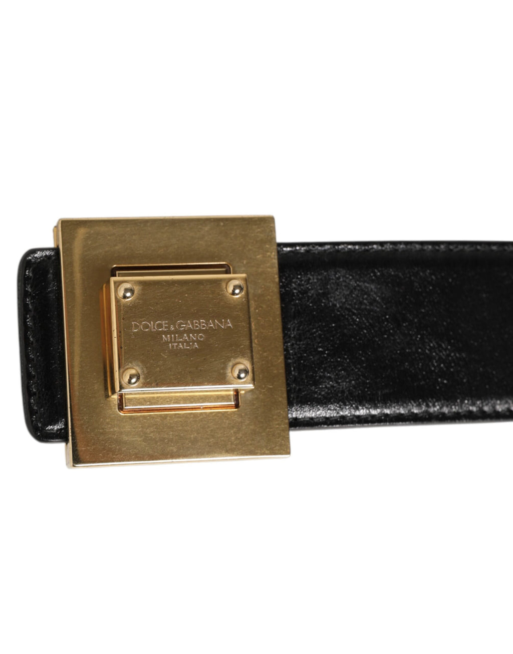 Dolce & Gabbana Black Leather Classic Metal Logo Buckle Belt