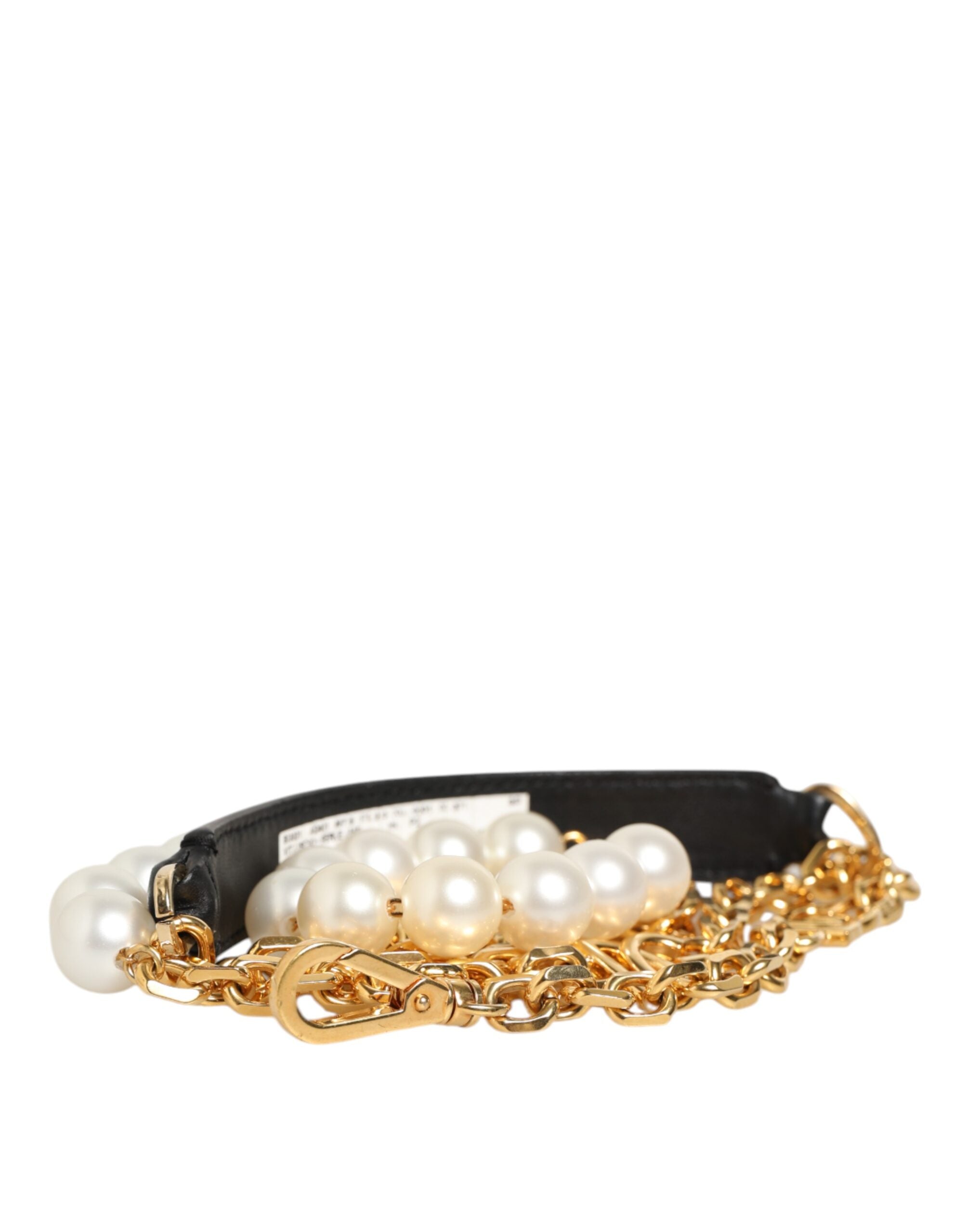 Dolce & Gabbana Black Leather Gold Chain Bag Accessory Shoulder Strap