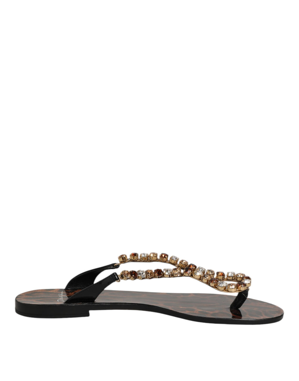 Dolce & Gabbana Black Crystals Flats Sandals Beachwear Shoes