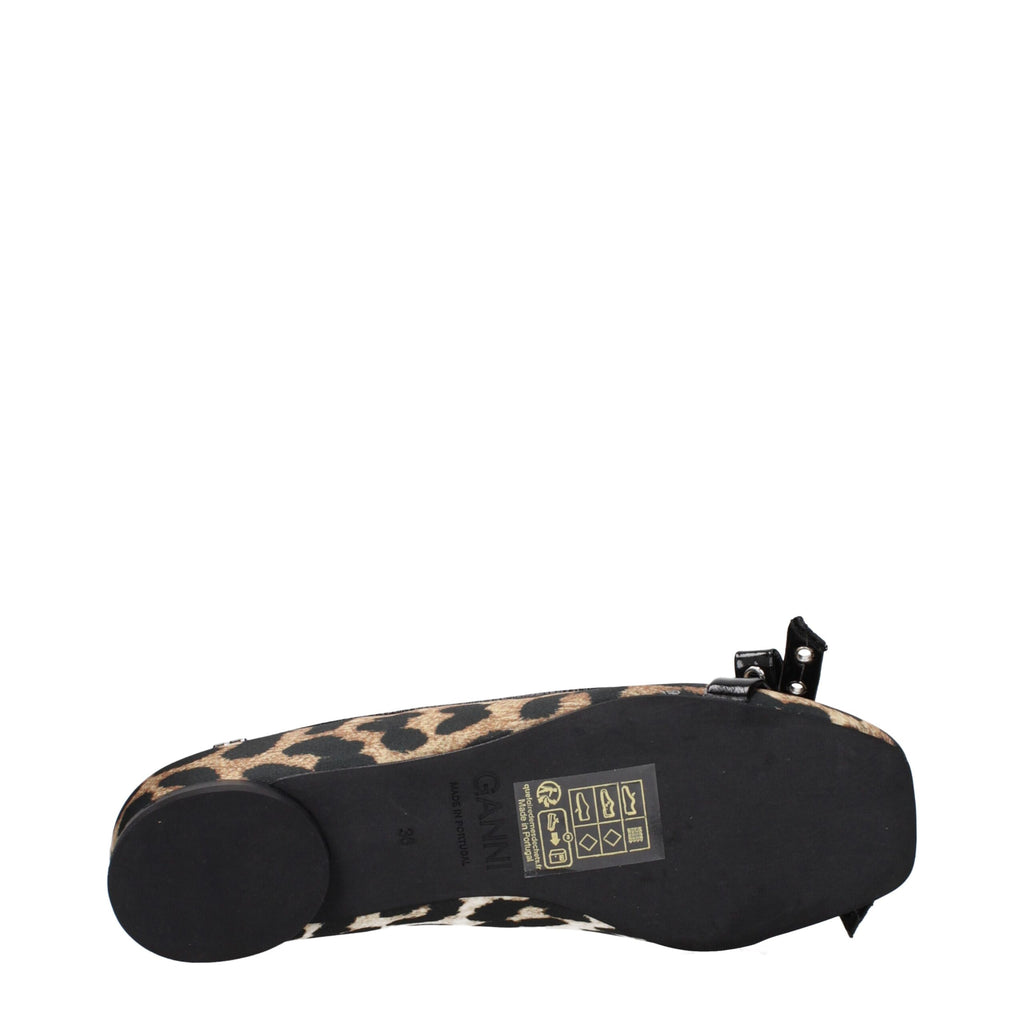 Ganni Brown Fabric Ballet Flats